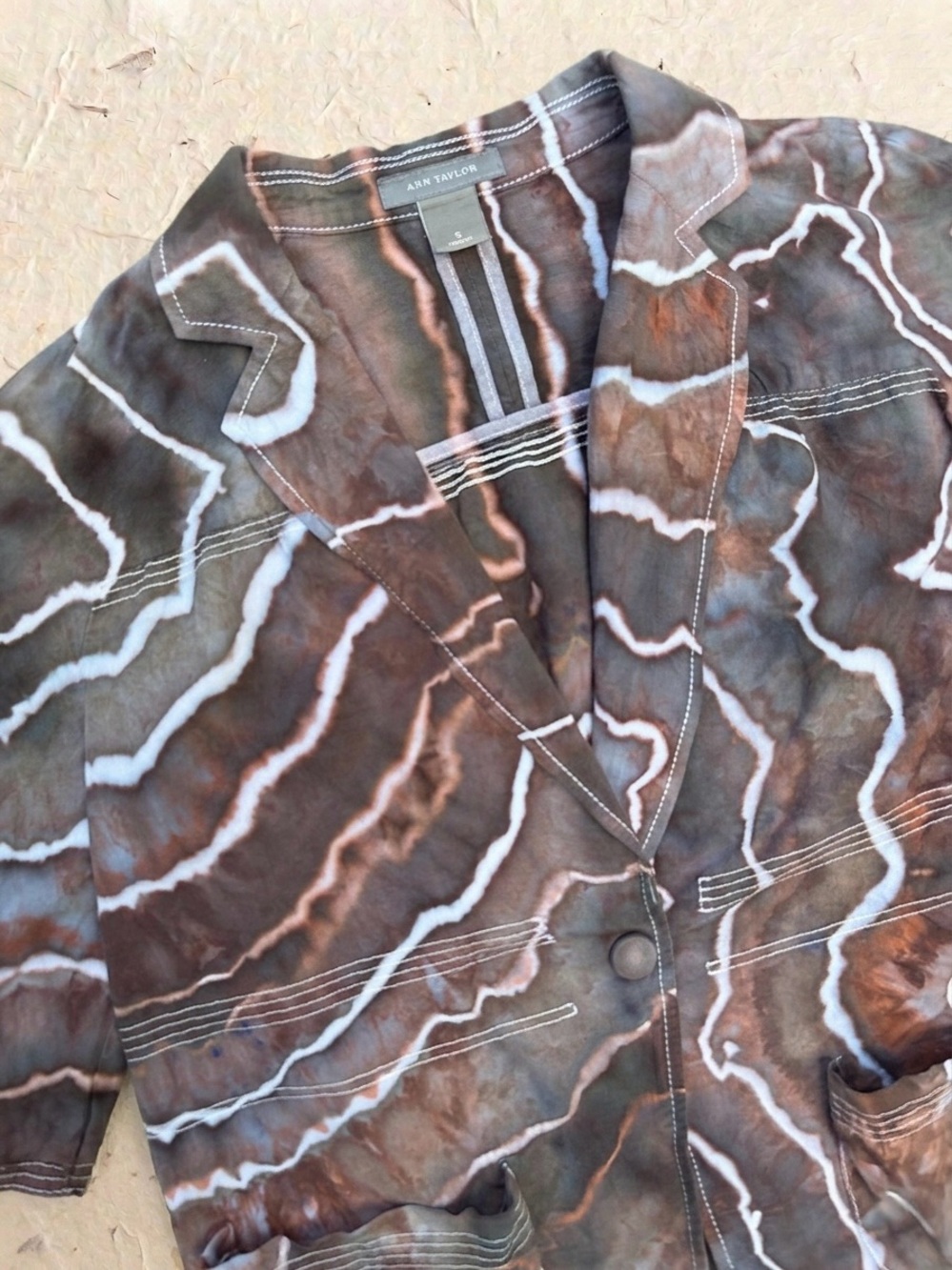 Ann Taylor Ice Dyed Linen Lightweight Blazer Jacket